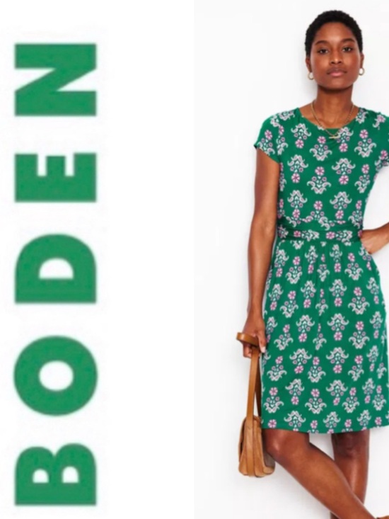 Boden Dresses & Skirts - NWT BODEN Amelie Floral Jersey Dress Short Sleeve Green Size 4
